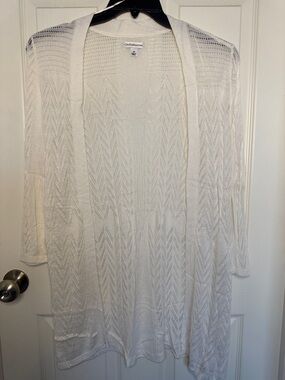 EUC croft & barrow White Open-Front Knit Cardigan